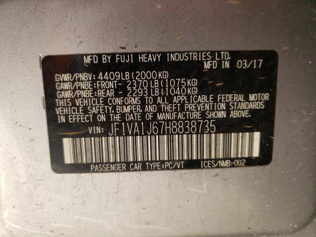 2017 SUBARU WRX LIMITE JF1VA1J67H8838735