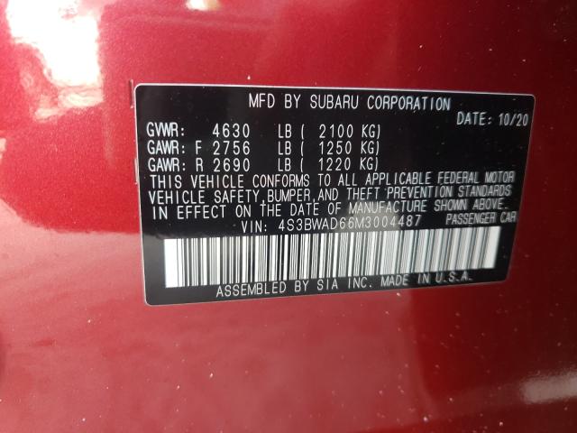 2021 SUBARU LEGACY PRE 4S3BWAD66M3004487