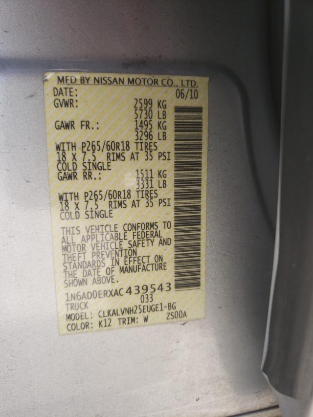 2010 NISSAN FRONTIER C 1N6AD0ERXAC439543