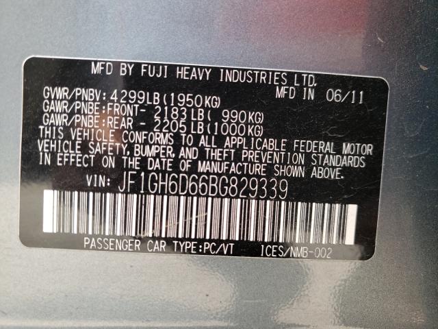 2011 SUBARU IMPREZA OU JF1GH6D66BG829339