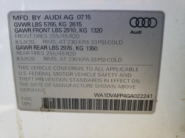 2016 AUDI Q5 TDI PRE WA1DVAFP4GA022241