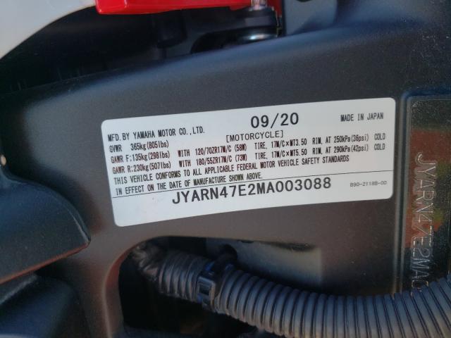 2021 YAMAHA XSR900 JYARN47E2MA003088