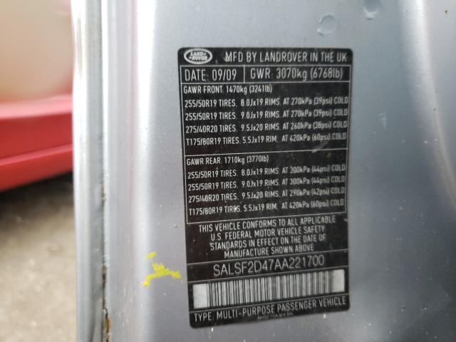 SALSF2D47AA221700 Land Rover Range Rove 2010. Фото: 9