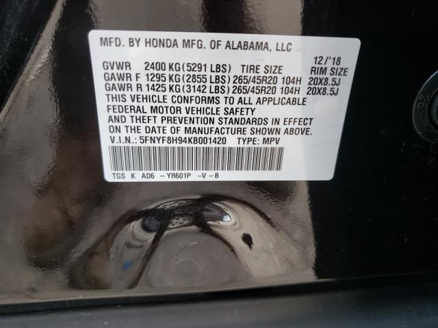 2019 HONDA PASSPORT T 5FNYF8H94KB001420