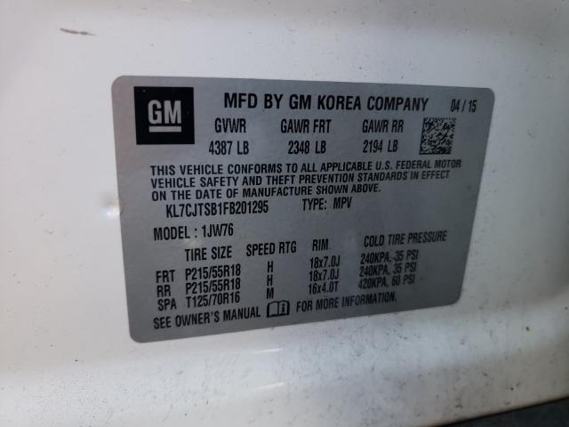 2015 CHEVROLET TRAX LTZ KL7CJTSB1FB201295