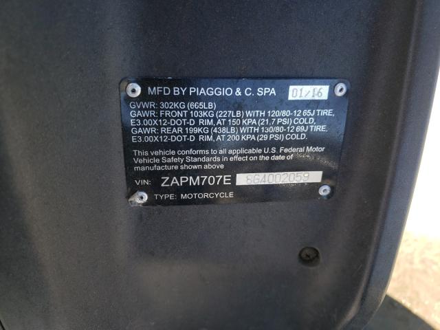 2016 PIAGGIO TYPHOON 12 ZAPM707E8G4002059