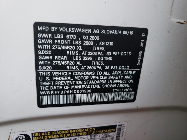 2017 VOLKSWAGEN TOUAREG WO WVGRF7BP6HD001999