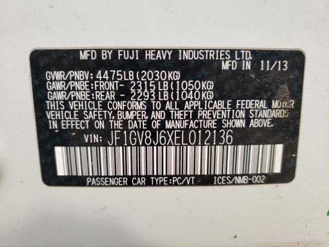 2014 SUBARU IMPREZA WR JF1GV8J6XEL012136