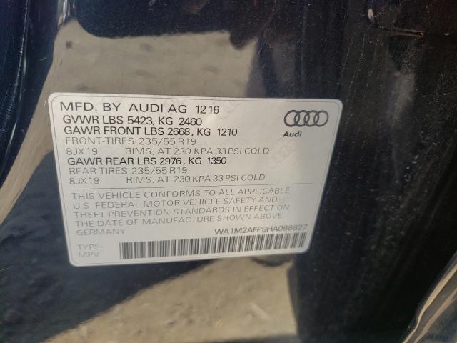 VIN WA1M2AFP9HA088827 2017 Audi Q5, Premium Plus no.10