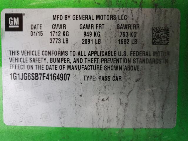 2015 CHEVROLET SONIC RS 1G1JG6SB7F4164907