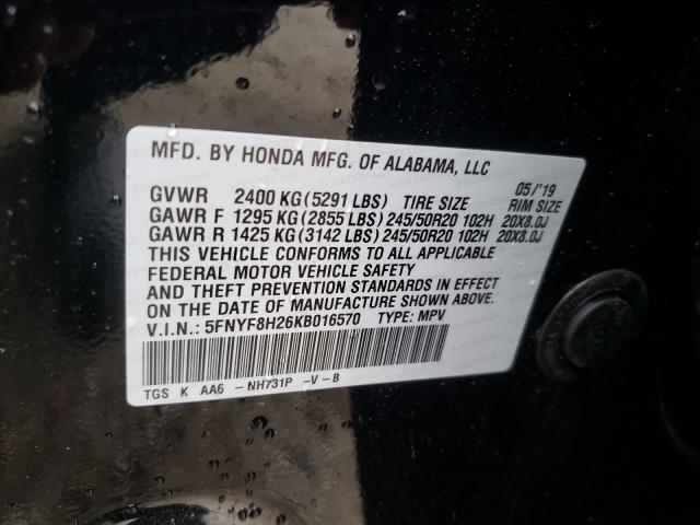 2019 HONDA PASSPORT S 5FNYF8H26KB016570
