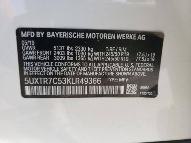 2019 BMW X3 SDRIVE3 5UXTR7C53KLR49366
