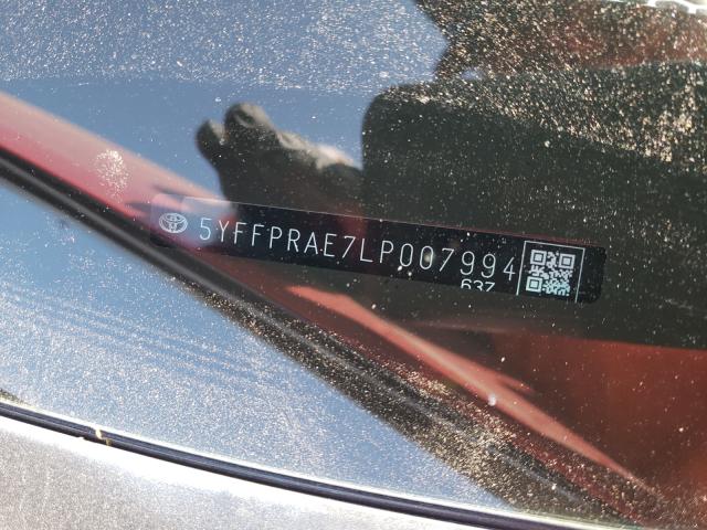 2020 TOYOTA COROLLA XL 5YFFPRAE7LP007994