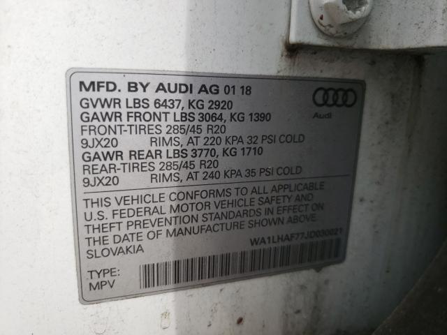 VIN WA1LHAF77JD030021 2018 Audi Q7, Premium Plus no.10