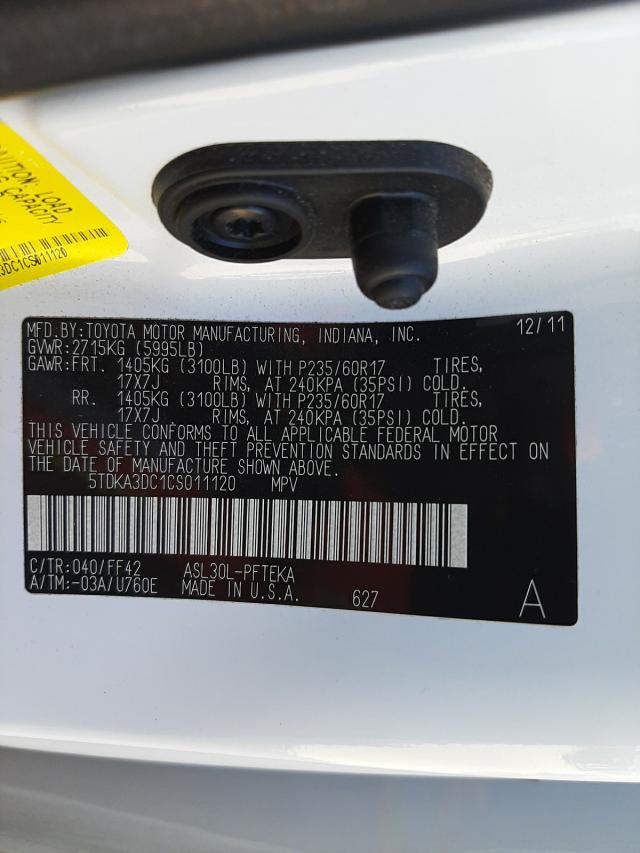 2012 TOYOTA SIENNA BAS 5TDKA3DC1CS011120