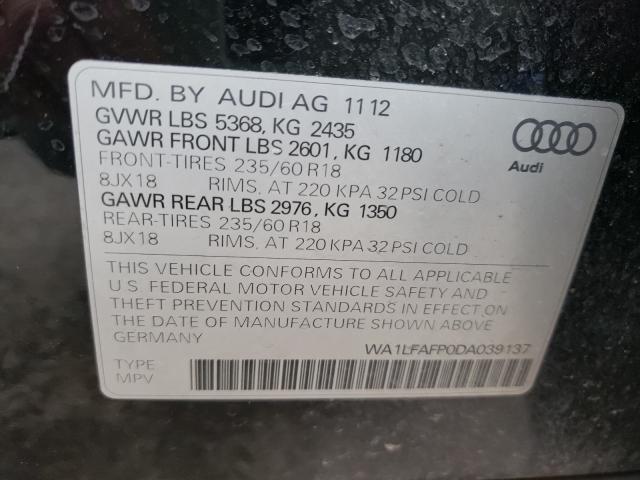 VIN WA1LFAFP0DA039137 2013 Audi Q5, Premium Plus no.10