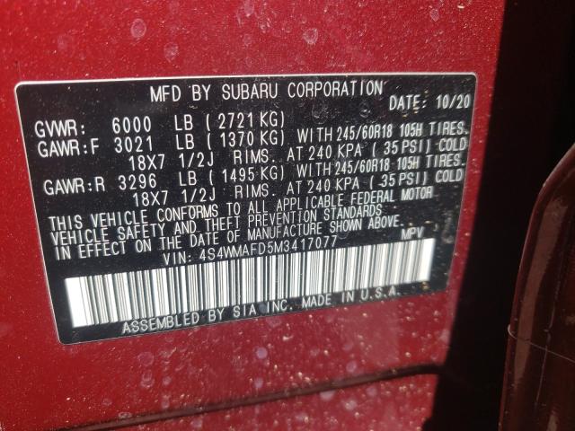 2021 SUBARU ASCENT PRE 4S4WMAFD5M3417077