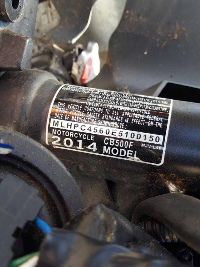 2014 HONDA MOTORCYCLE MLHPC4560E5100150