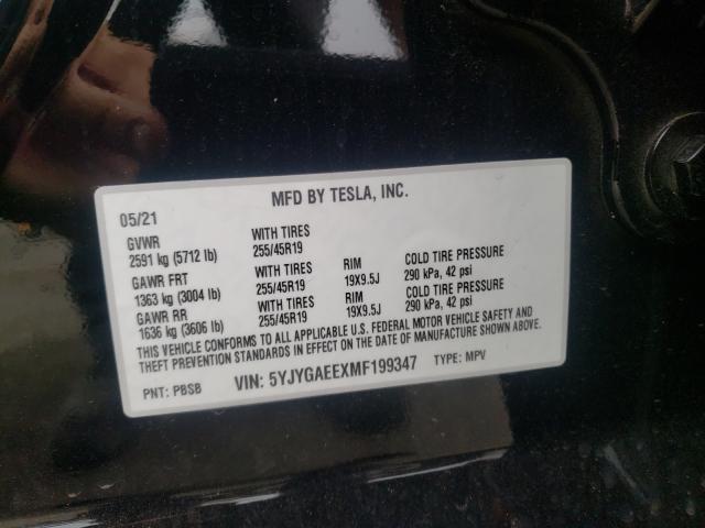 2021 TESLA MODEL Y 5YJYGAEEXMF199347