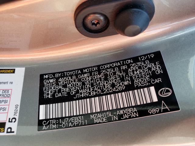 2020 LEXUS UX 250H JTHR9JBH7L2024289