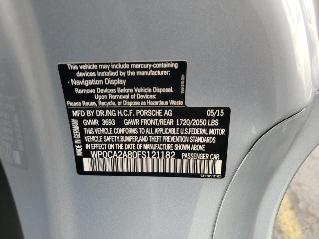 2015 PORSCHE BOXSTER WP0CA2A80FS121182