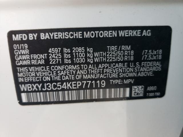 2019 BMW X2 SDRIVE2 WBXYJ3C54KEP77119