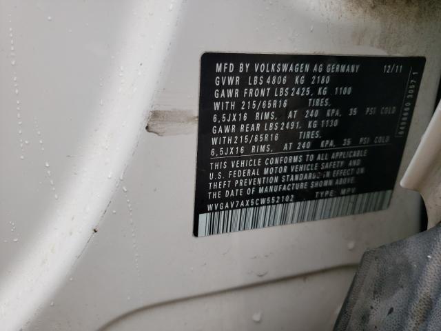 2012 VOLKSWAGEN TIGUAN WVGAV7AX5CW552102