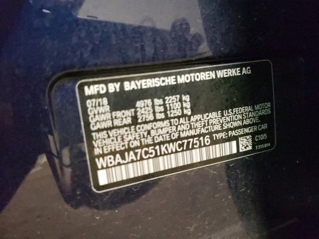 2019 BMW 530 XI WBAJA7C51KWC77516