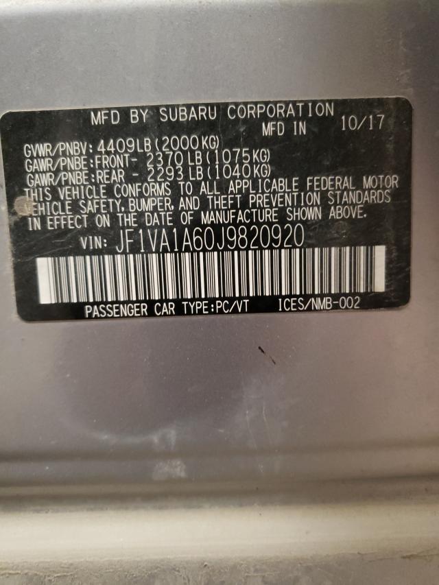 2018 SUBARU WRX JF1VA1A60J9820920