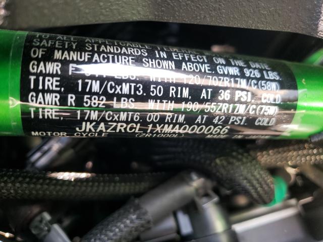 2021 KAWASAKI ZR1000 L JKAZRCL1XMA000066