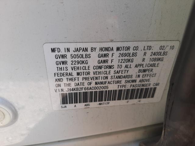 2010 ACURA RL JH4KB2F66AC002005