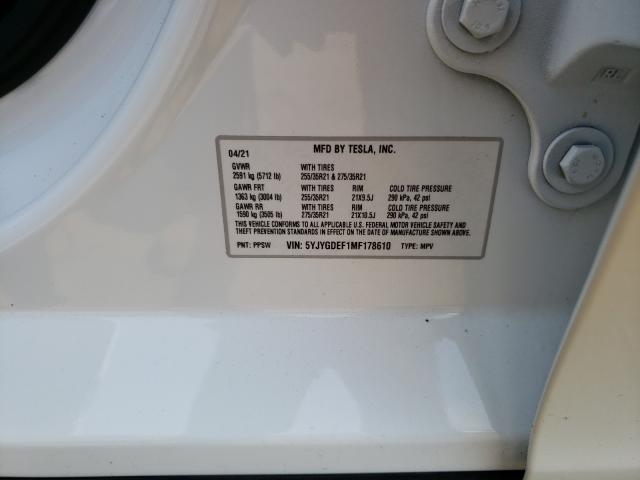 2021 TESLA MODEL Y 5YJYGDEF1MF178610