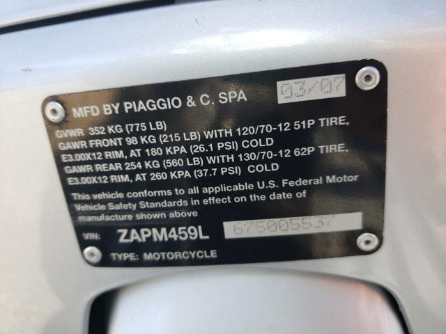 2007 VESPA GTS 250 ZAPM459L675005537