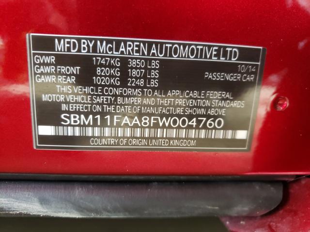 2015 MCLAREN AUTOMOTIVE 650S SPIDE SBM11FAA8FW004760