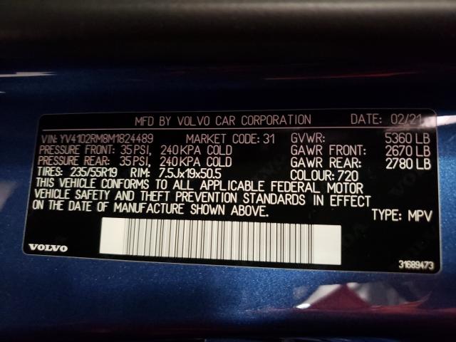 2021 VOLVO XC60 T5 R- YV4102RM8M1824489