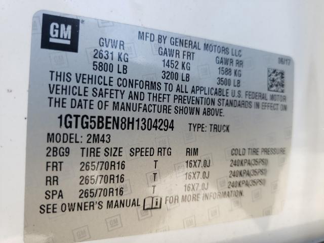 2017 GMC CANYON 1GTG5BEN8H1304294