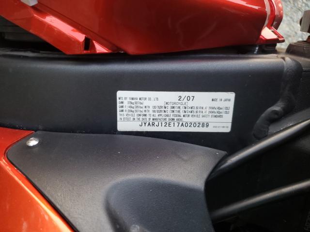 2007 YAMAHA YZFR6 L JYARJ12E17A020289