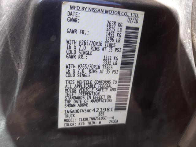 2010 NISSAN FRONTIER C 1N6AD0FV5AC421981
