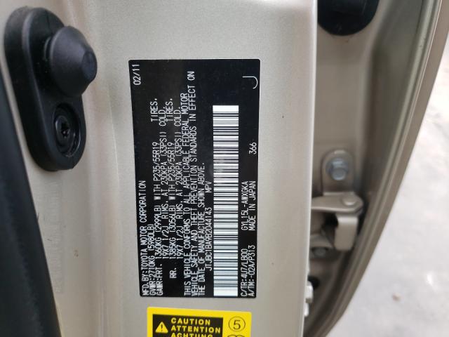 2011 LEXUS RX 450 JTJBC1BA9B2044143