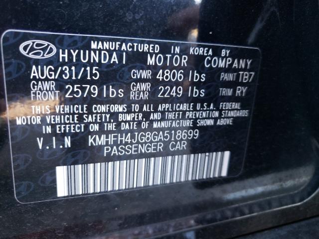 2016 HYUNDAI AZERA LIMI KMHFH4JG8GA518699