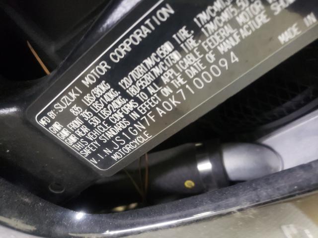 2019 SUZUKI GSX-R600 JS1GN7FA0K7100094
