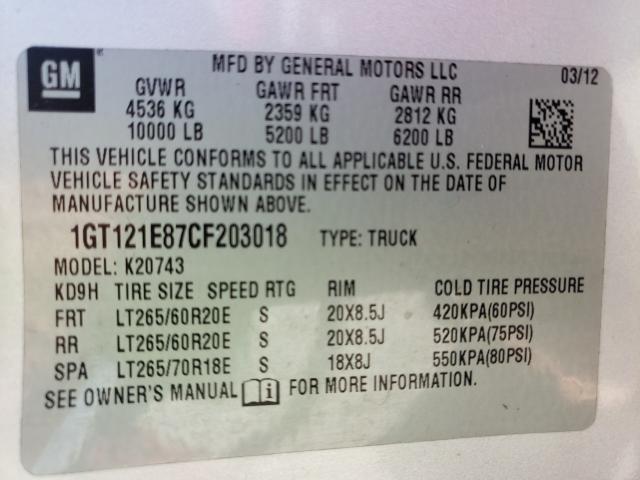 2012 GMC 2500HD 1GT121E87CF203018