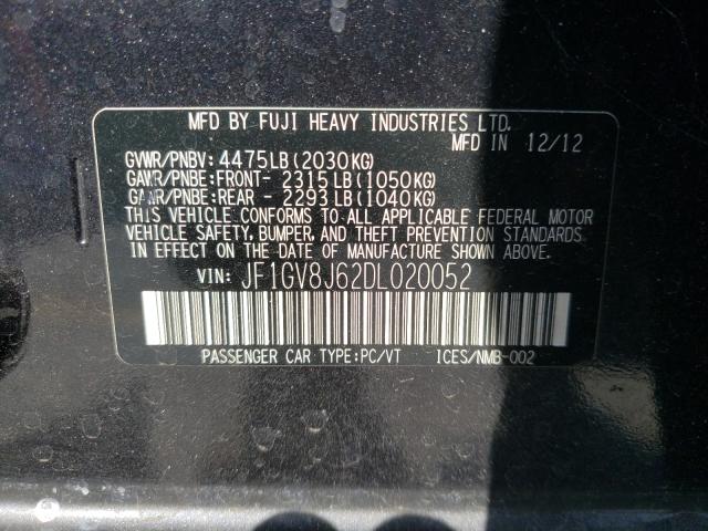 2013 SUBARU IMPREZA WR JF1GV8J62DL020052