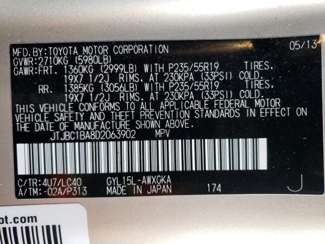 2013 LEXUS RX 450 JTJBC1BA8D2063902