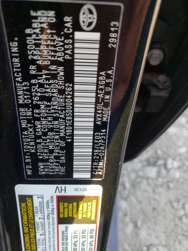 2013 TOYOTA AVALON HYB 4T1BD1EB5DU004262