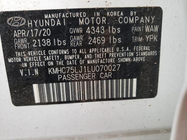 2020 HYUNDAI IONIQ SE KMHC75LJ1LU070027