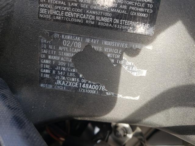 2008 KAWASAKI ZX1000 E JKAZXCE148A007880