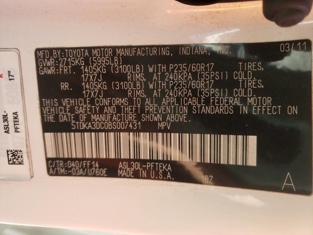 2011 TOYOTA SIENNA BAS 5TDKA3DC0BS007431
