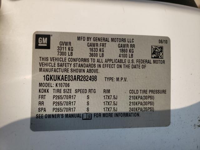 2010 GMC YUKON SLE 1GKUKAE03AR282498