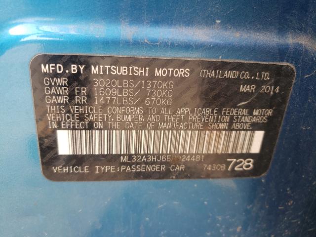 2014 MITSUBISHI MIRAGE ML32A3HJ6EH024481